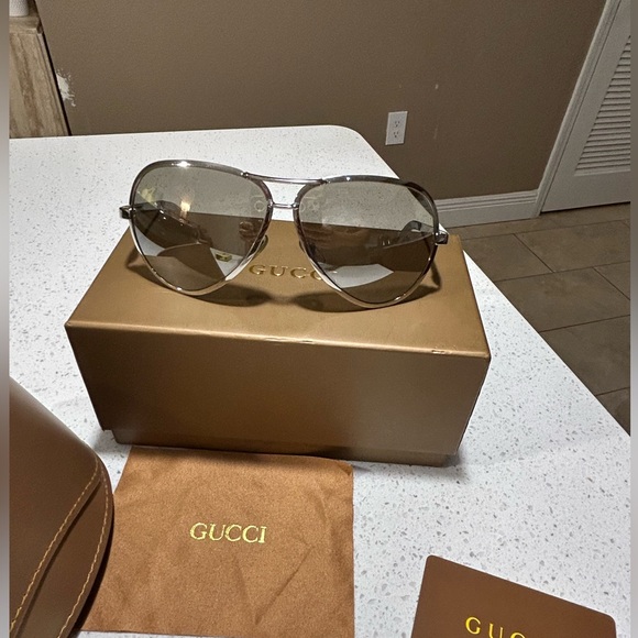 Gucci Accessories - Gucci Silver Aviator Sunglasses BNWB Men Women